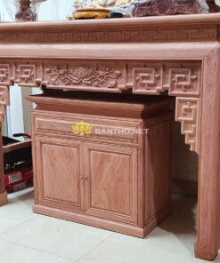 Mẫu bàn thờ đơn giản đục Sen Triện gỗ Hương