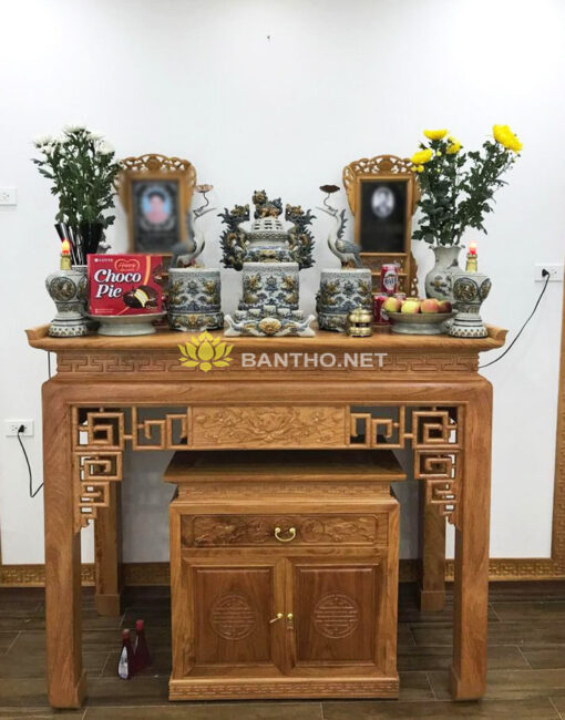 Bàn thờ gỗ gõ đỏ Triện trơn