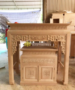 Mẫu bàn thờ đơn giản đục Sen Triện