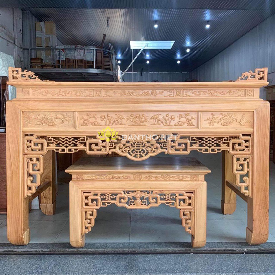 Bàn thờ Triện đẹp mẹ con gỗ Gõ