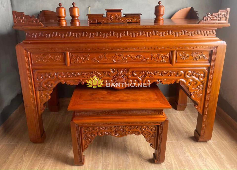Bàn thờ đẹp Ngũ Phúc gỗ Hương đá