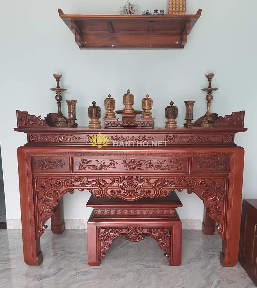 Bàn thờ đẹp nhất cùng bộ đồ thờ 10 món gỗ Gụ