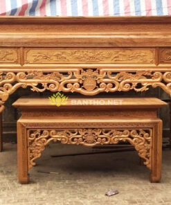 Bàn thờ mẹ con ngũ phúc chân thẳng gỗ gõ