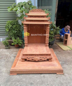Bàn thờ ông địa mái chùa gỗ hương đá chưa sơn