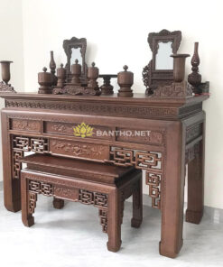 Mẫu bàn thờ gia tiên đẹp chạm Sen Triện