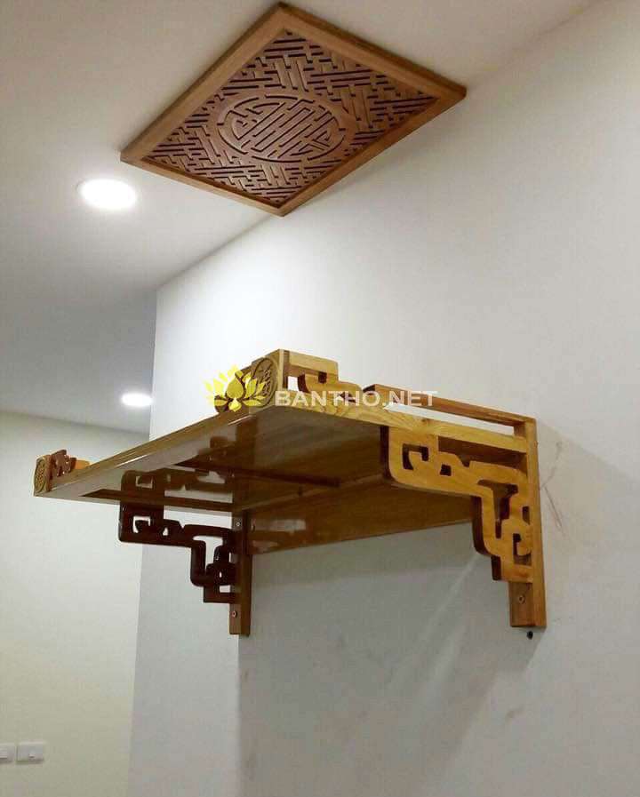 Bàn thờ treo tường chung cư gỗ Sồi