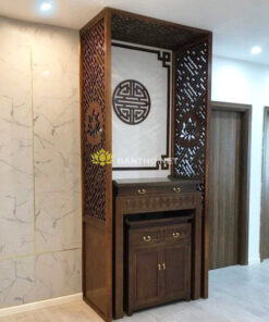 Mẫu bàn thờ chung cư đẹp cùng bộ vách ngăn phòng thờ