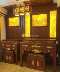 Bàn thờ phật và gia tiên chung phòng thờ