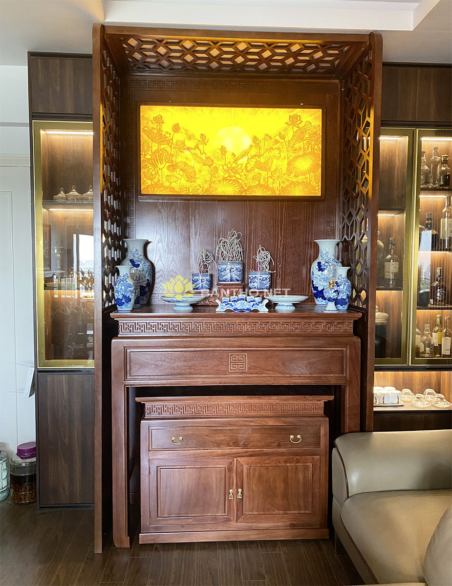 Mẫu bàn thờ chung phòng khách