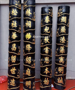 Câu đối dáng thân cây Trúc sơn son thếp vàng