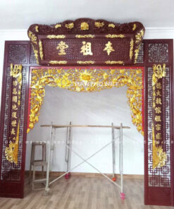 Vách ngăn cửa võng và bộ hoành phi câu đối sơn PU