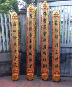 Hoành phi câu đối lòng máng đục gấm