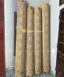 Hoành phi câu đối bằng gỗ sơn son thếp vàng