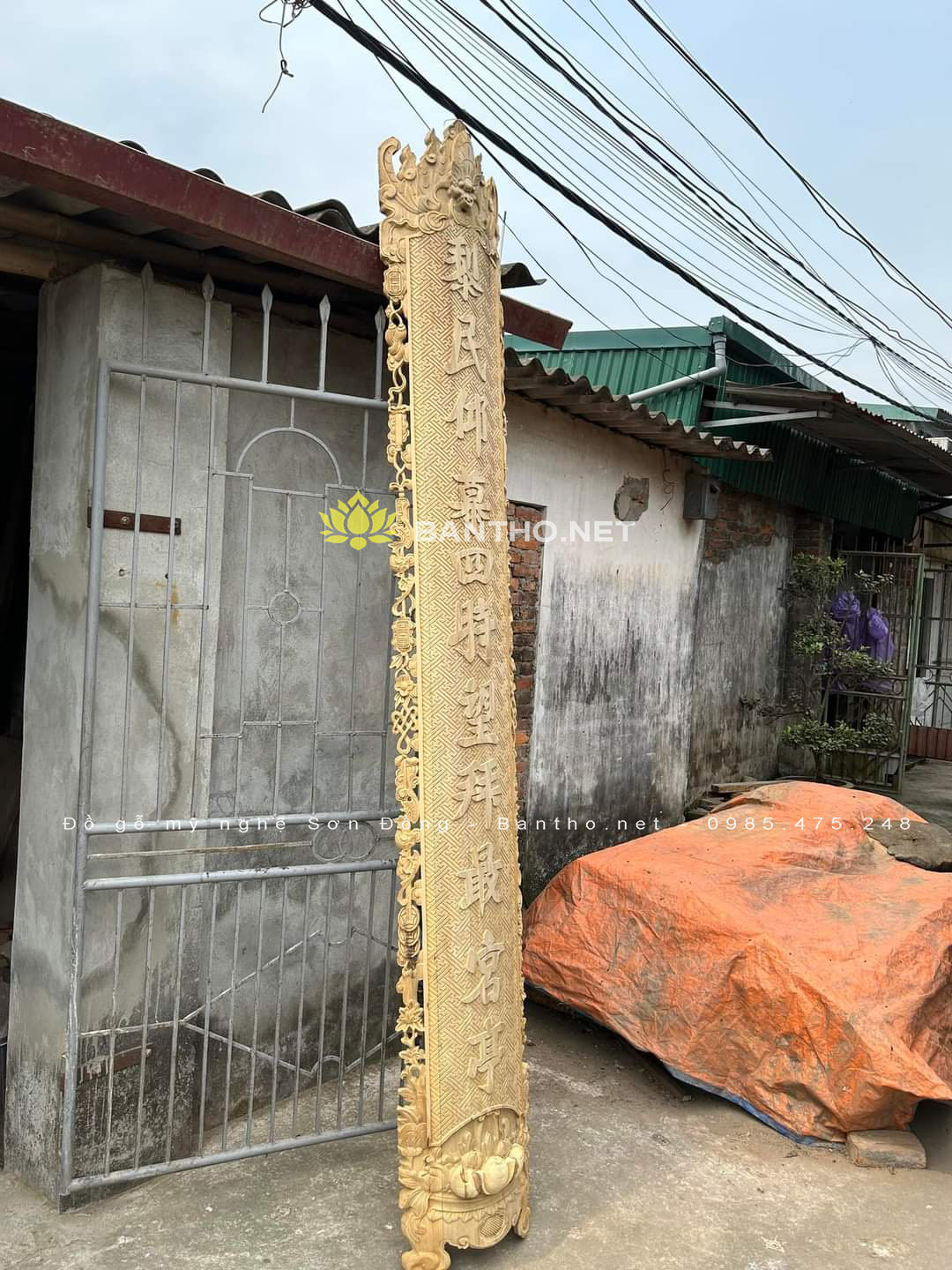 Đôi câu máng cạp thủng đục Ngũ Phúc mộc
