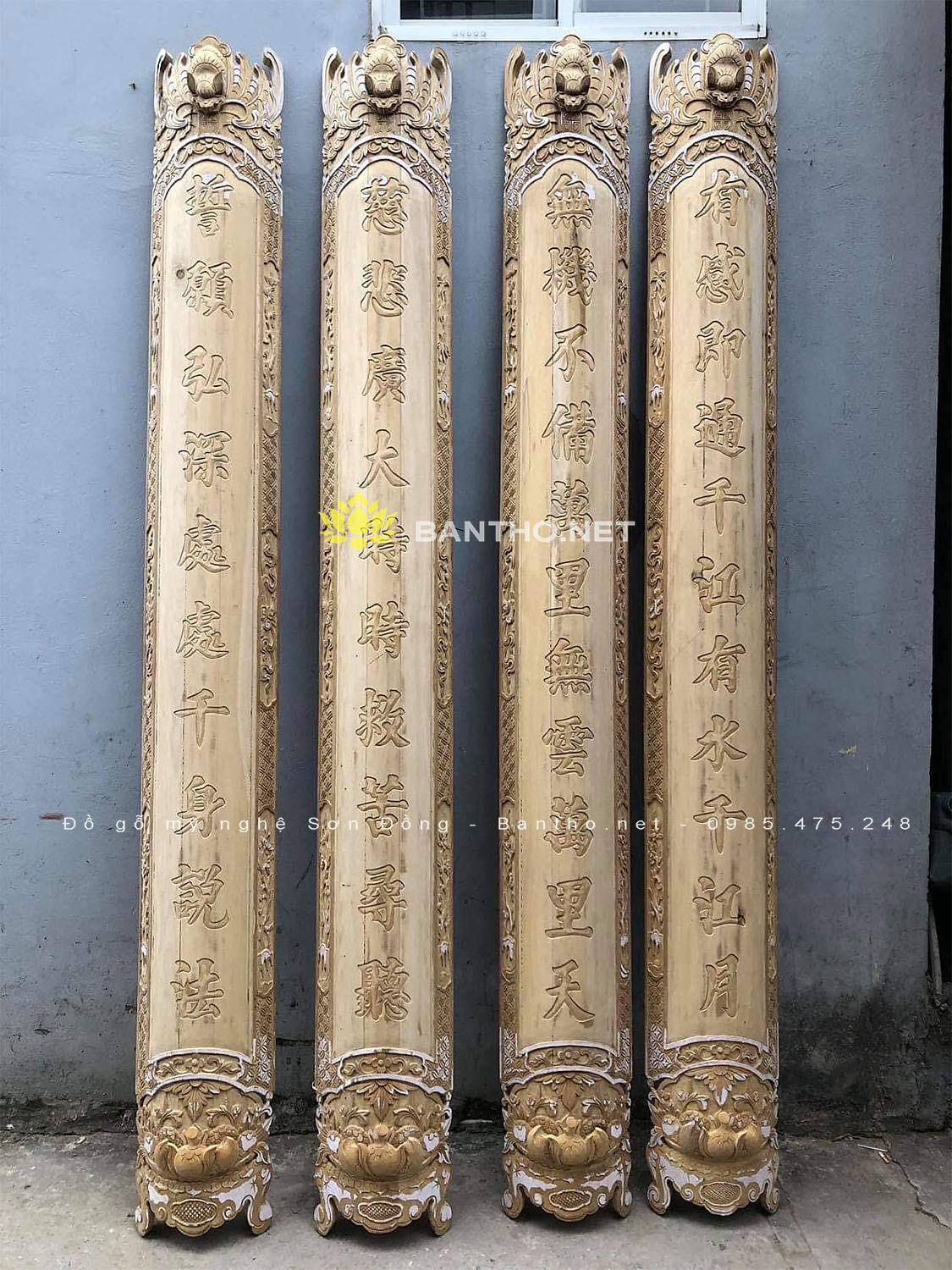 2 đôi Câu đối máng mộc