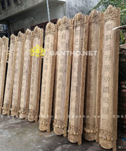Hàng cặp đôi Câu đối máng mộc thờ tại đình chùa