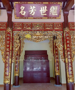 Hoành phi câu đối thờ nhà thờ họ lòng máng cột tròn