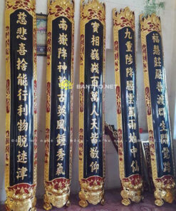 Câu đối thờ sơn mài nền then chùi