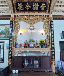 Hoành phi câu đối thờ sơn mài nền then chùi