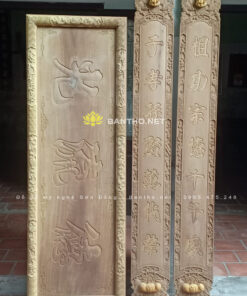 Hoành phi câu đối thờ gia tiên bằng gỗ chưa sơn