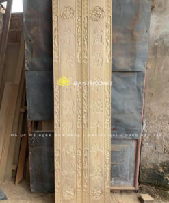 Câu đối gỗ Dổi chưa sơn