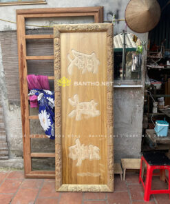 Hoành phi đục tay vỏ măng mộc chưa sơn