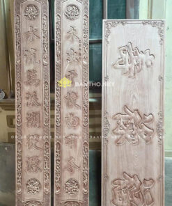 Bộ hoành phi câu đối mộc chưa sơn