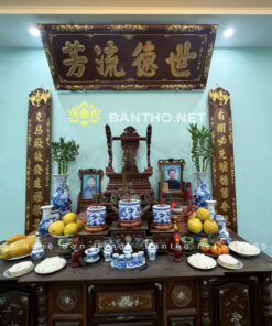 Hoành phi câu đối thờ gia tiên bằng gỗ Gụ