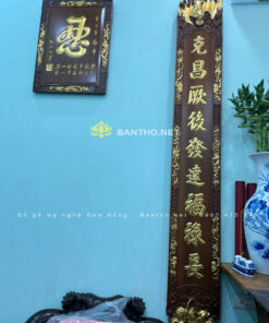 Câu đối thờ gia tiên bằng gỗ Gụ