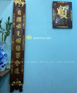 Câu đối thờ gia tiên bằng gỗ Gụ