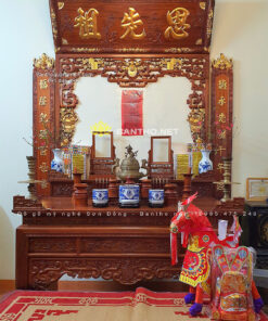 Hoành phi câu đối thờ sơn PU điểm vàng