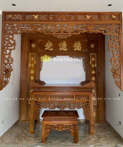 Hoành phi câu đối bằng gỗ nền trơn sơn PU