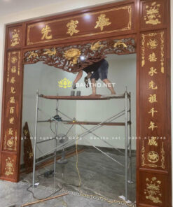 Vách ngăn cửa võng và bộ hoành phi câu đối sơn PU