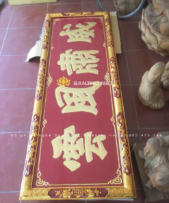 Bộ hoành phi câu đối phẳng nền son