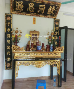 Báo giá hoành phi câu đối cùng ban thờ gỗ sơn son thếp bạc