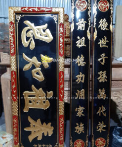Báo giá hoành phi câu đối gỗ sơn son thếp bạc phủ hoàn kim