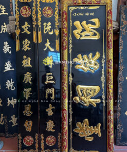 Mẫu hoành phi câu đối thờ gia tiên đẹp sơn son thếp vàng