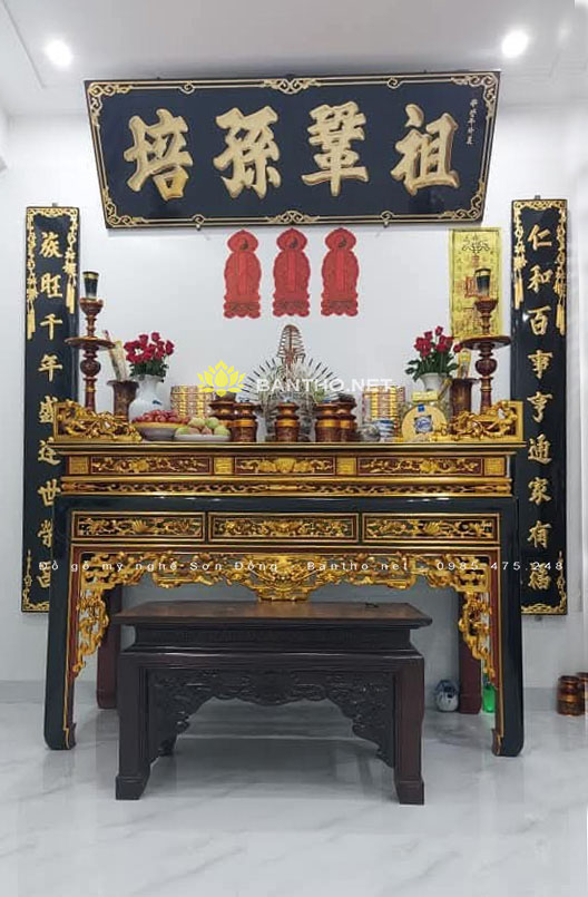 Hoành phi câu đối Triện đơn giản và án gián thờ đẹp