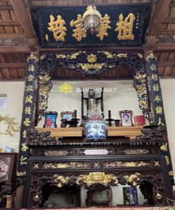 Bộ hoành phi câu đối máng sơn giả cổ