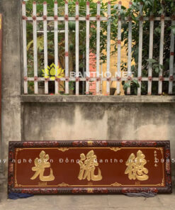 Bộ hoành phi câu đối máng đục cù lệch đẹp viền dơi triện đẹp