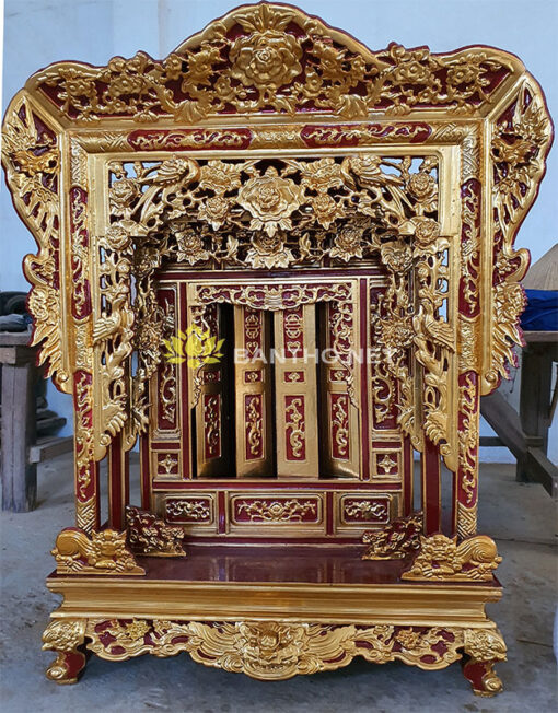 Khám thờ gia tiên Hồng Trĩ sơn son thếp vàng