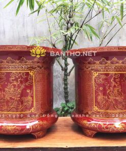 Cặp thống thờ bằng gỗ sơn son vẽ vàng