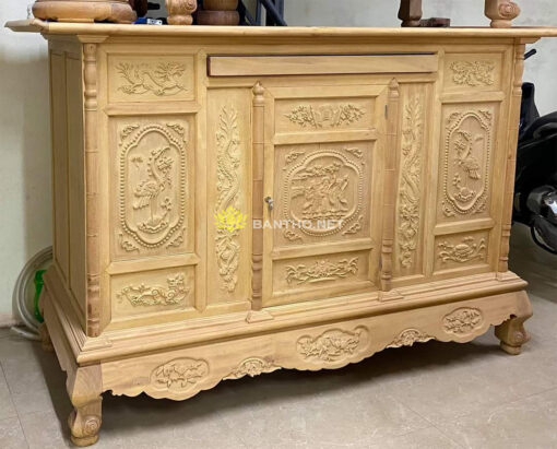 Mẫu tủ thờ đẹp chạm Tam Đa cánh phẳng